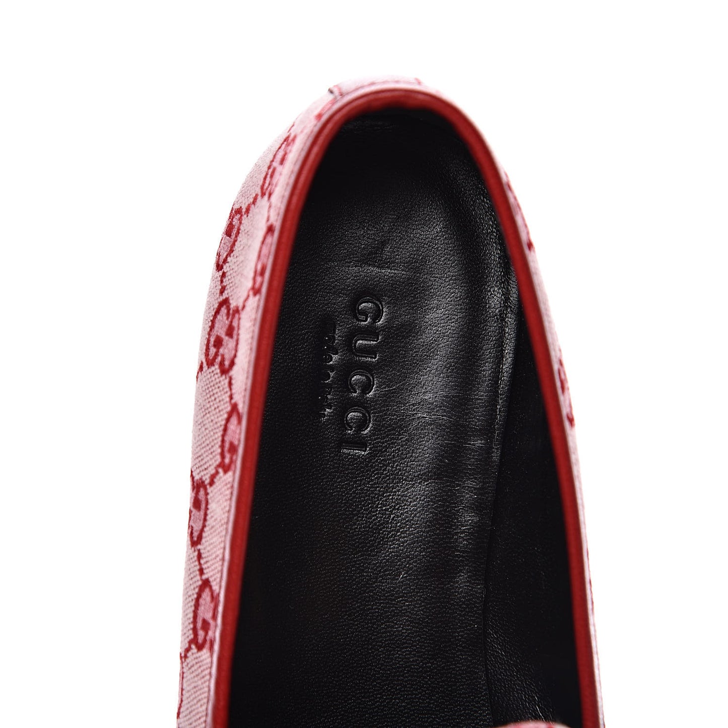 Canvas GG Monogram Horsebit Womens Jordaan Loafers 38 Gardenia Hibiscus Red