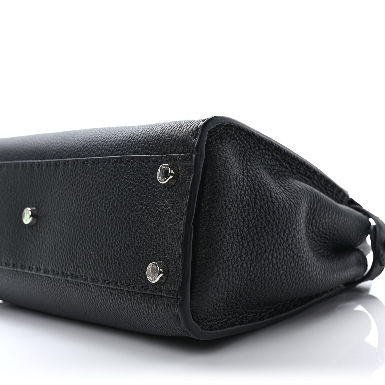 Fendi Cuoio Romano Selleria Bi-Color Medium Peekaboo Iconic Satchel Black Mou 7 of 7