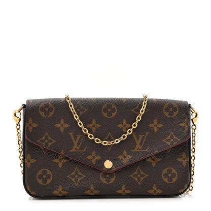 Louis Vuitton Monogram Pochette Felicie Chain Wallet Fuchsia 1 of 17