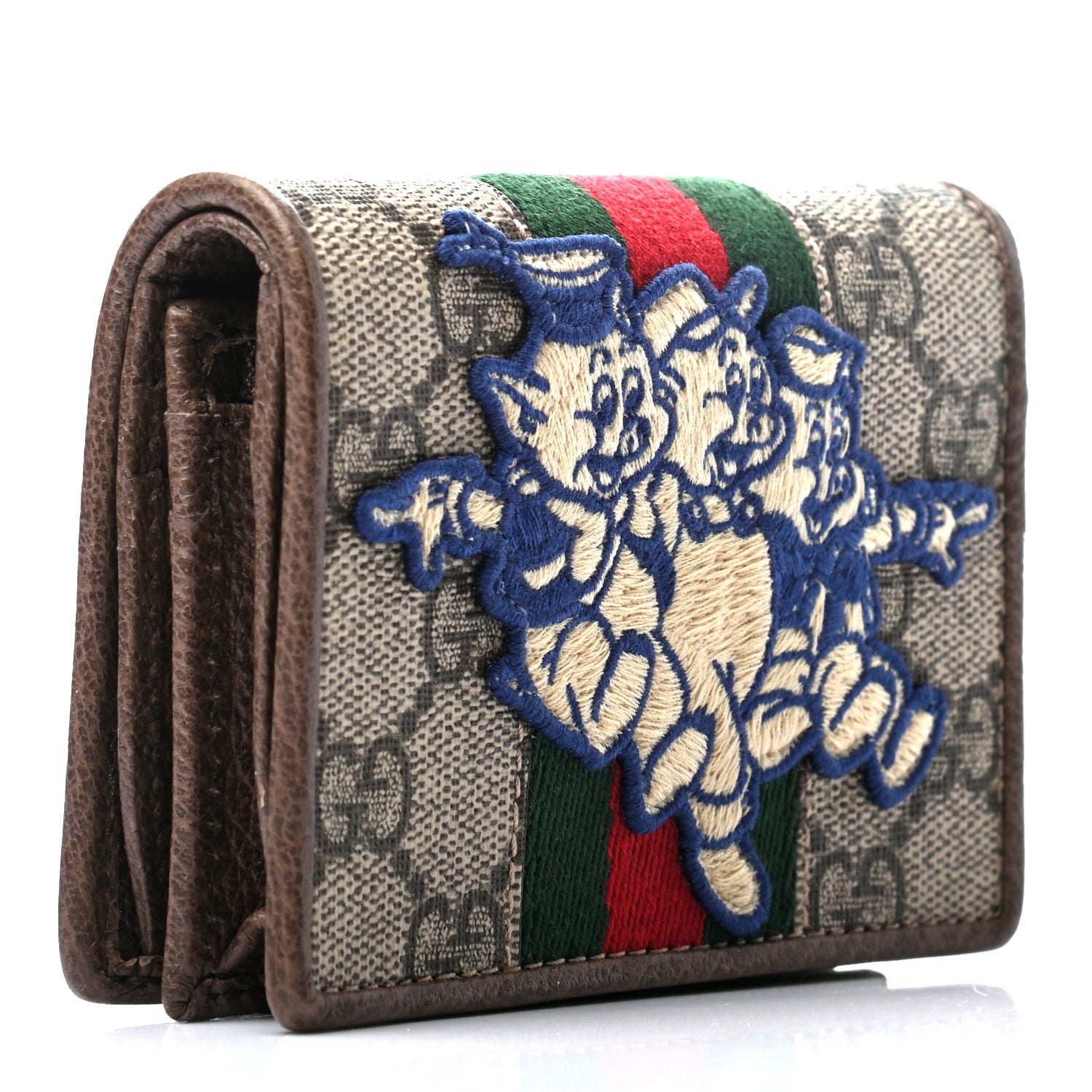 Gucci X DISNEY GG Supreme Monogram Web Three Little Pigs Ophidia Card Case Wallet Beige New Acero 3 of 7