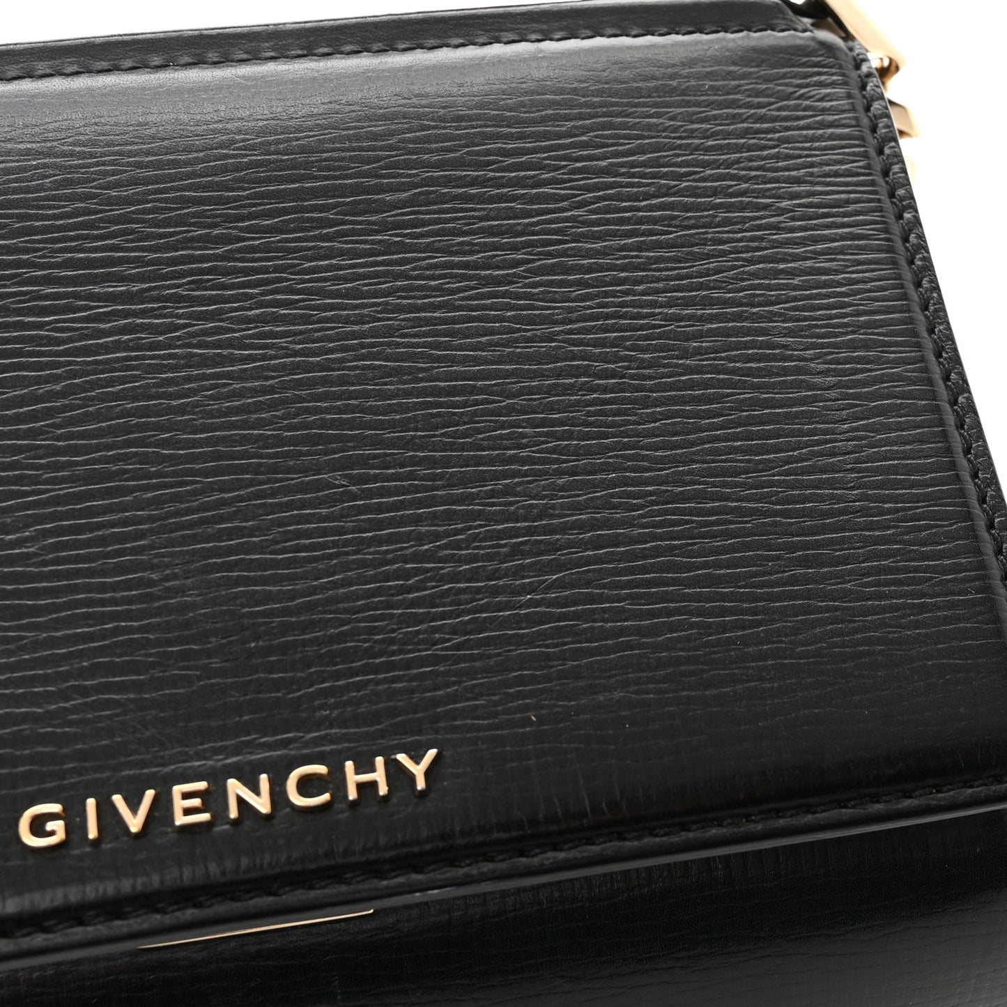 Textured Calfskin Mini Pandora Box Chain Crossbody Bag Black