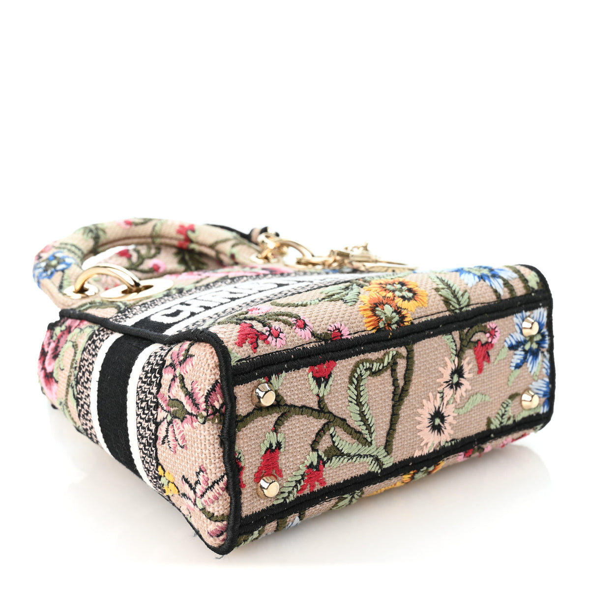Canvas Petites Fleurs Embroidered Mini Lady D-Lite Rose Multicolor