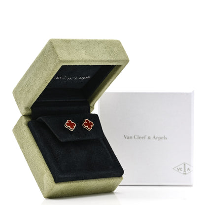 Van Cleef & Arpels 18K Rose Gold Carnelian Sweet Alhambra Earrings 5 of 5