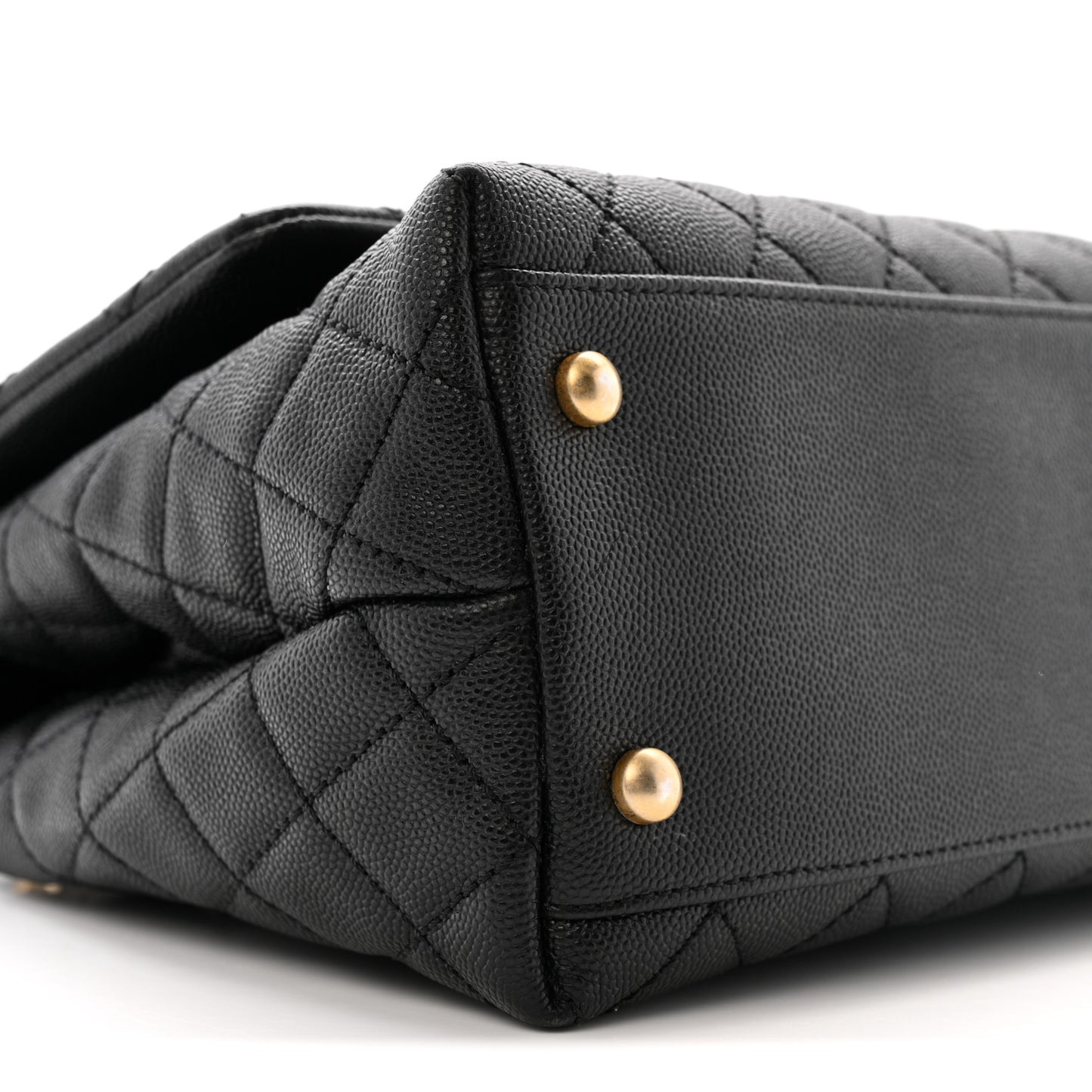 Caviar Quilted Small Coco Handle Flap Black