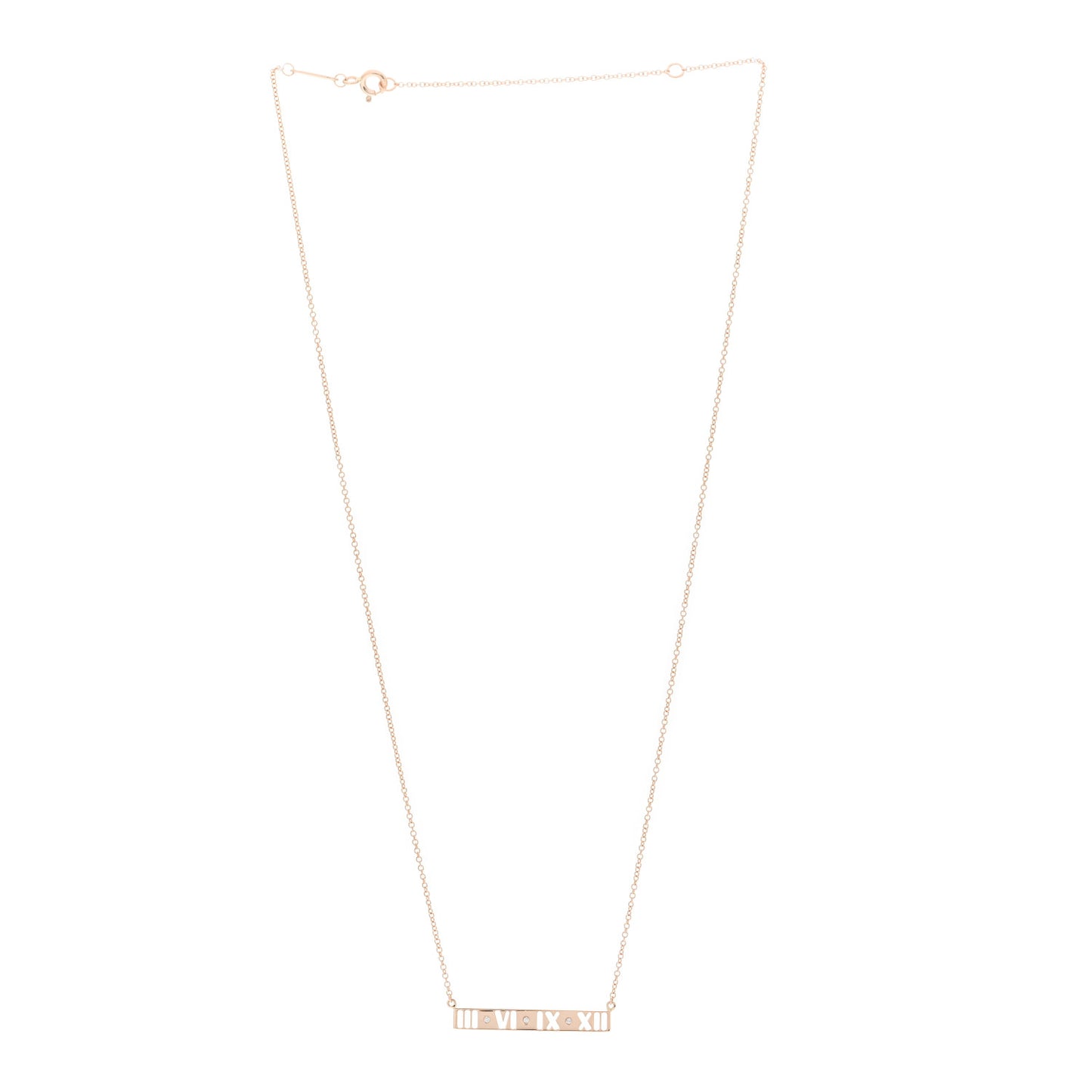 18K Rose Gold Diamond Atlas Pierced Bar Pendant Necklace