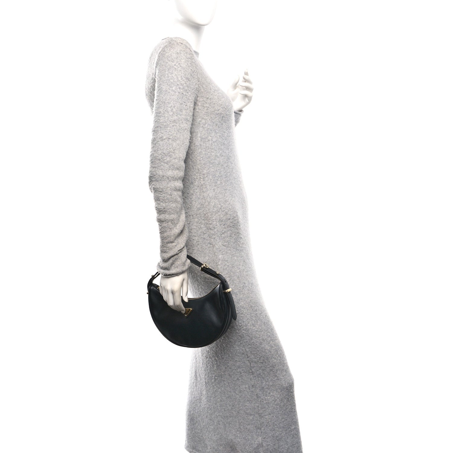 Prada Soft Calfskin Arque Shoulder Bag Black 1836289 – FASHIONPHILE