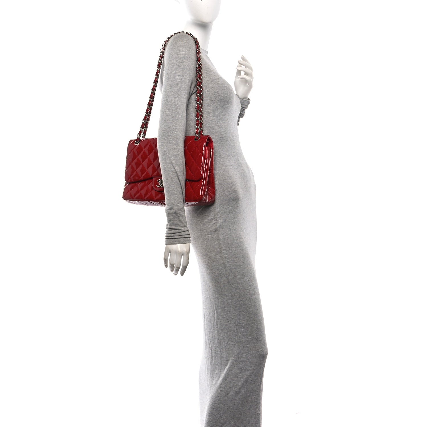 Chanel Patent Quilted Jumbo Double Flap Red 2 of 13