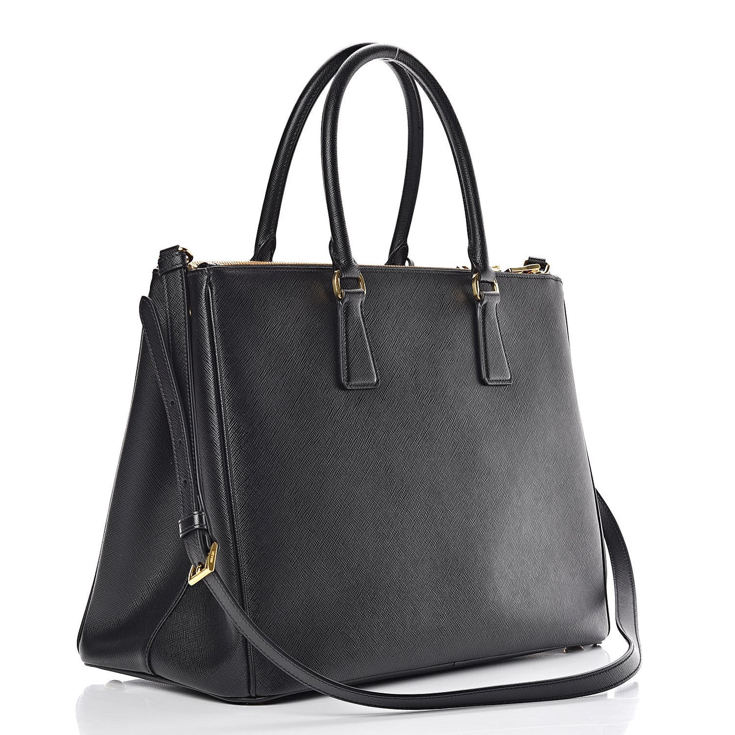 Saffiano Large Galleria Double Zip Tote Black