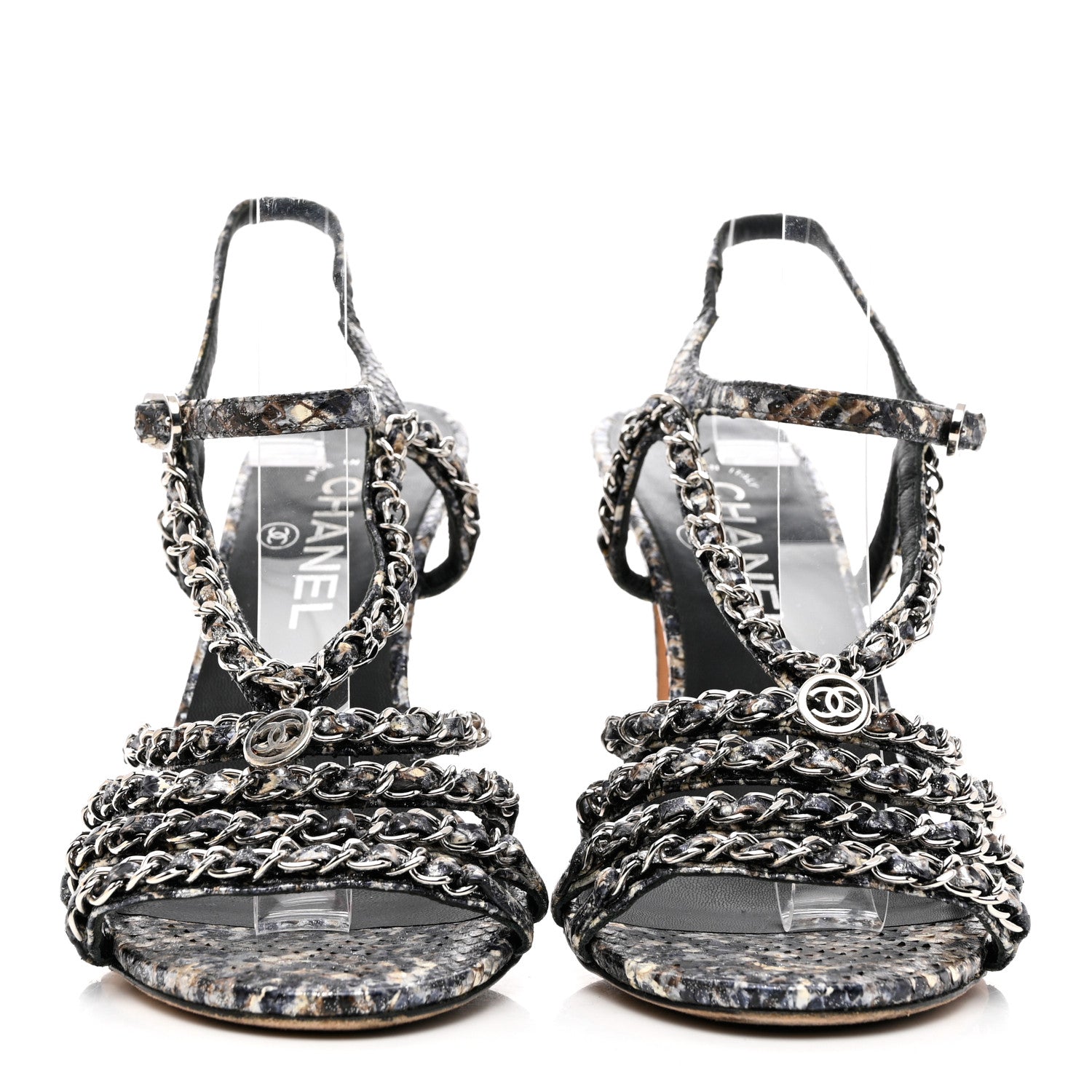 Chanel Snakeskin Fantasy Chain Sandals 39 Multicolor 2 of 9