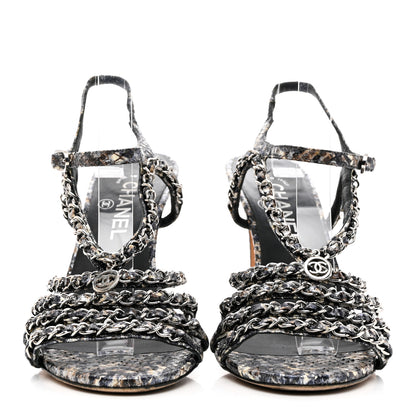 Chanel Snakeskin Fantasy Chain Sandals 39 Multicolor 2 of 9
