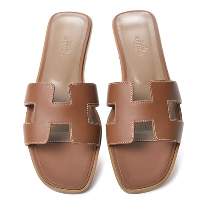 Hermes Box Calfskin Oran Sandals 40 Gold 3 of 11