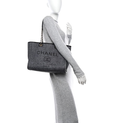 Chanel Lurex Boucle Small Deauville Tote Grey 2 of 9