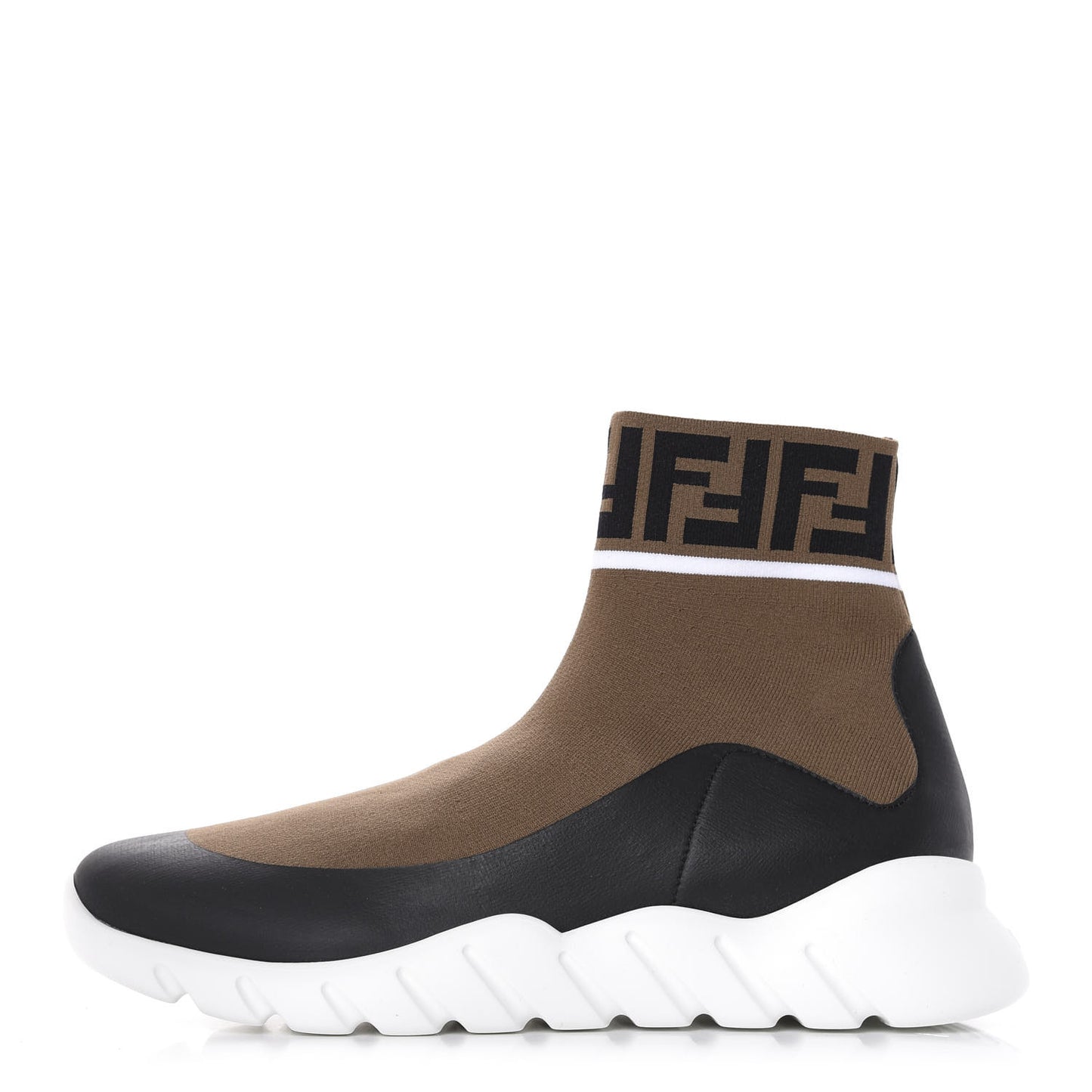 Stretch Knit Jacquard FF Reloaded Mens High Top Sock Sneakers 5 Tobacco Black