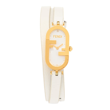 Fendi Stainless Steel Calfskin Diamond 15mm O’Lock Vertical Quartz Watch 1 of 4