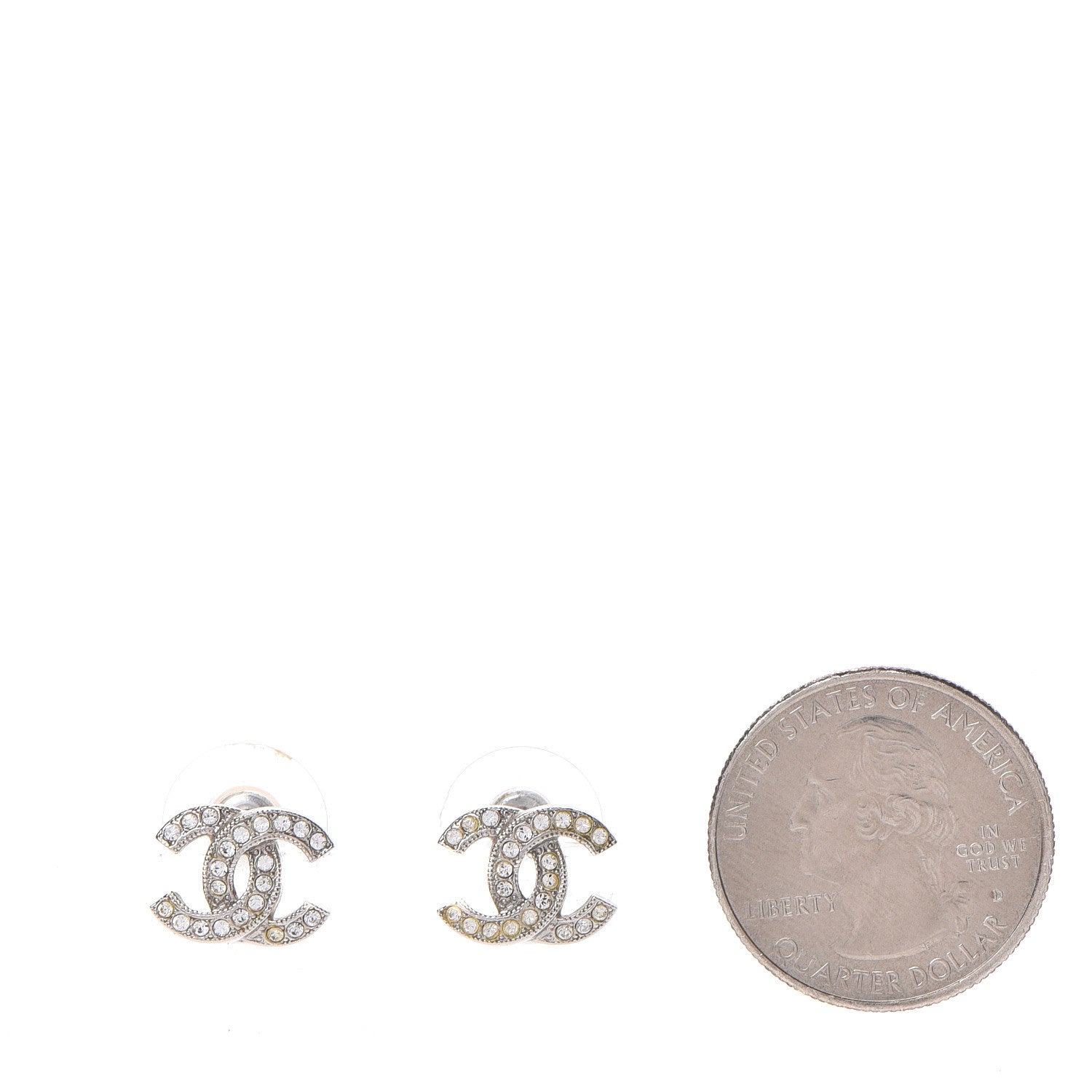 Chanel Crystal Mini CC Earrings Silver 2 of 5