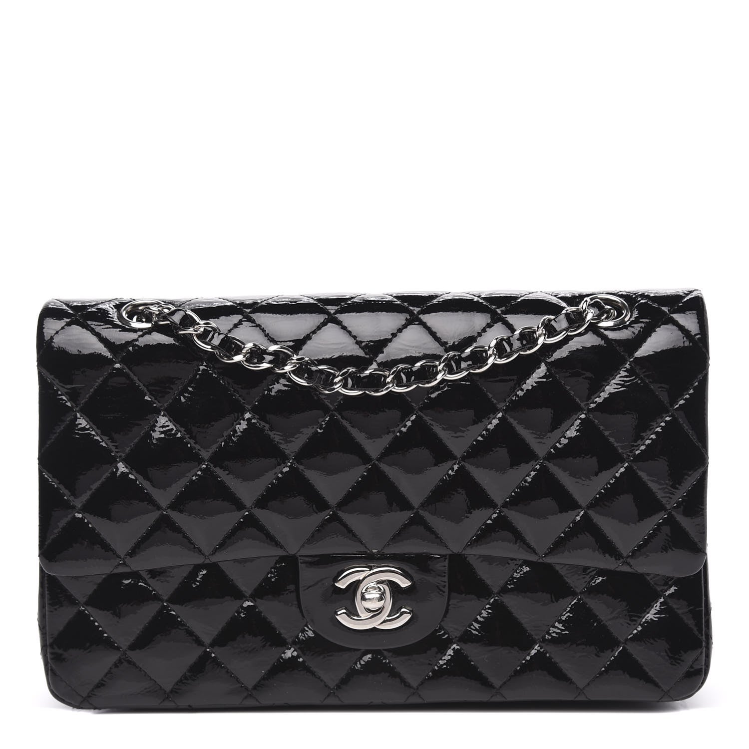 Chanel Patent Quilted Medium Double Flap Black 1 of 13