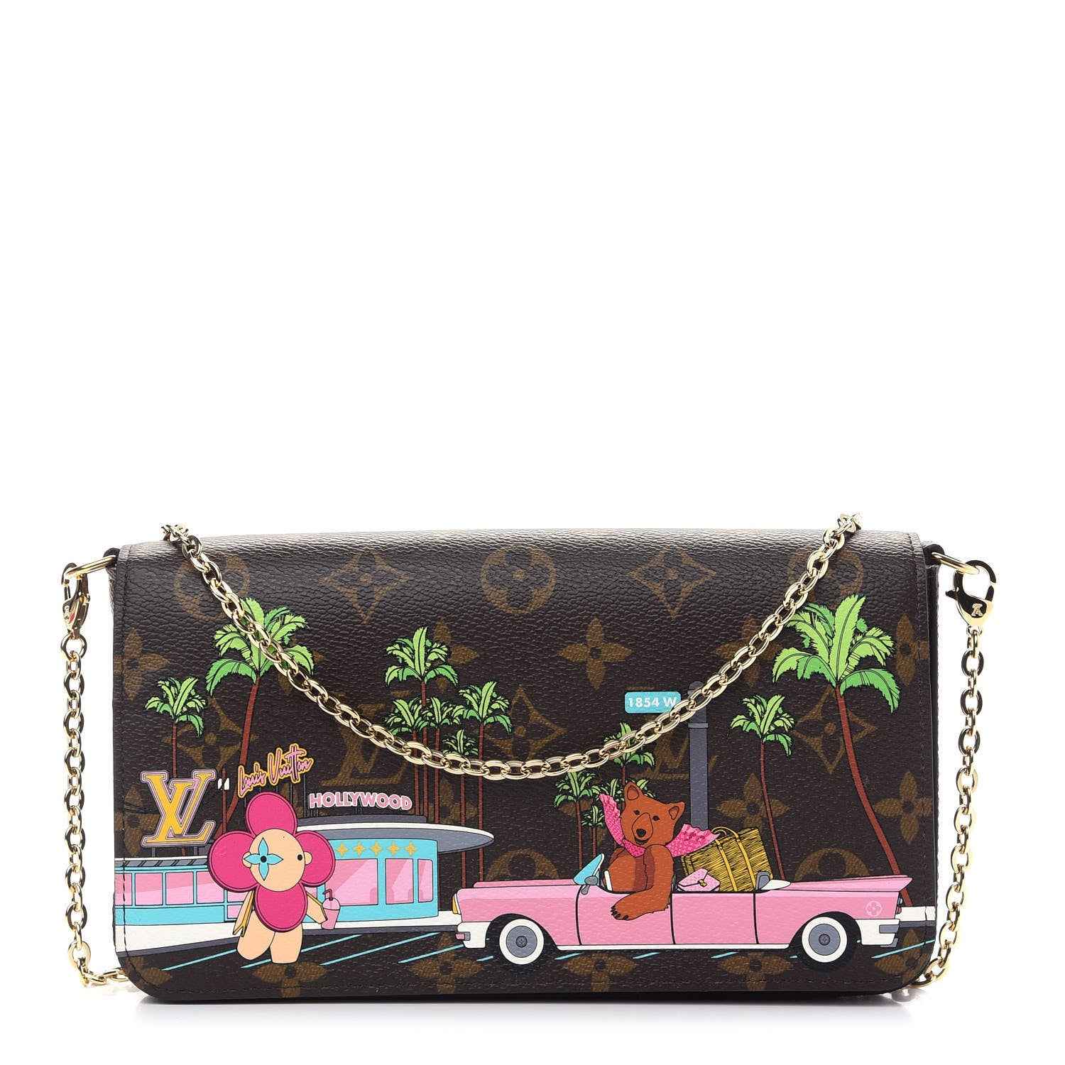 Louis Vuitton Monogram 2021 Christmas Animation Hollywood Pochette Felicie Chain Wallet Fuchsia 3 of 9