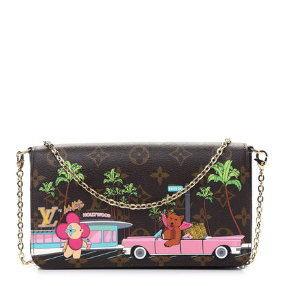 Louis Vuitton Monogram 2021 Christmas Animation Hollywood Pochette Felicie Chain Wallet Fuchsia 3 of 9