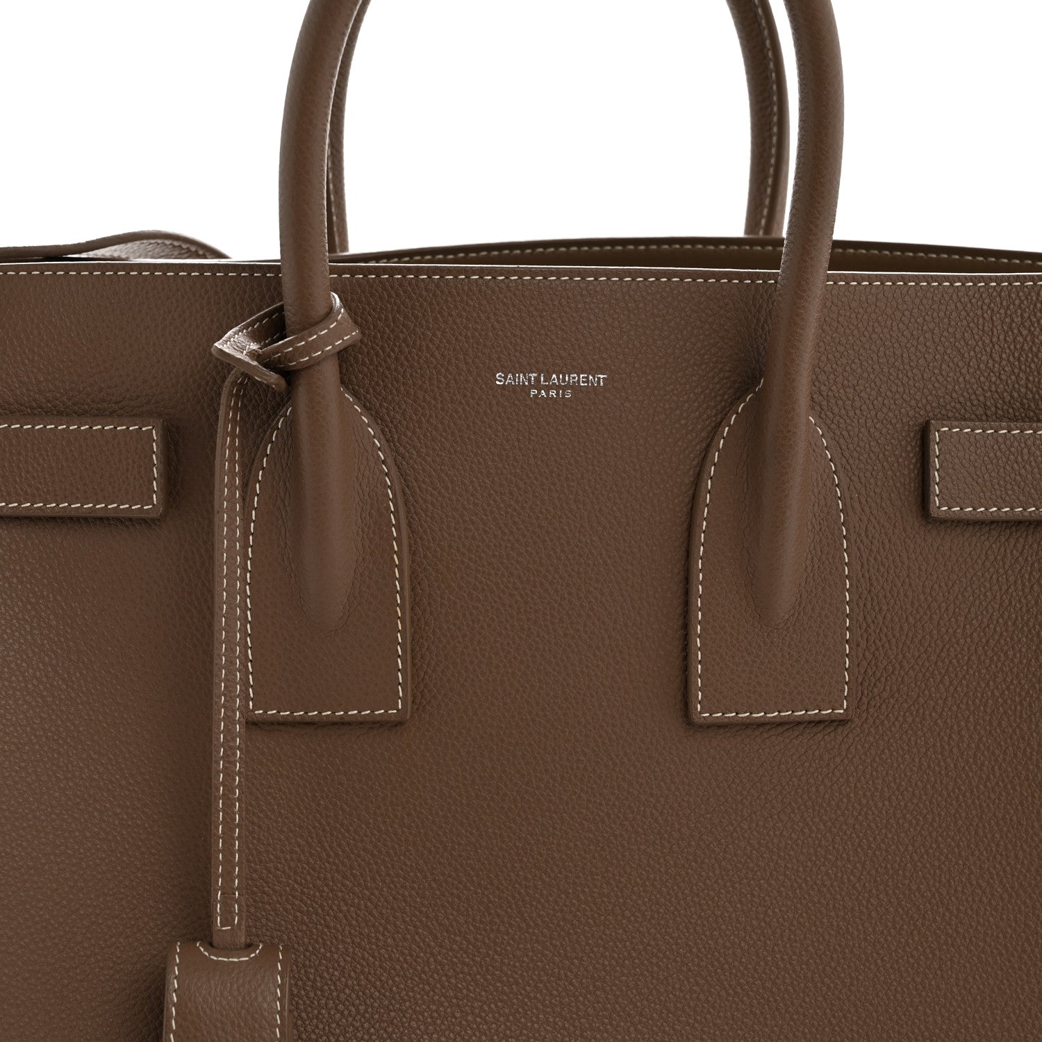 Saint Laurent Grained Calfskin Topstitch Small Classic Sac De Jour Taupe 8 of 13