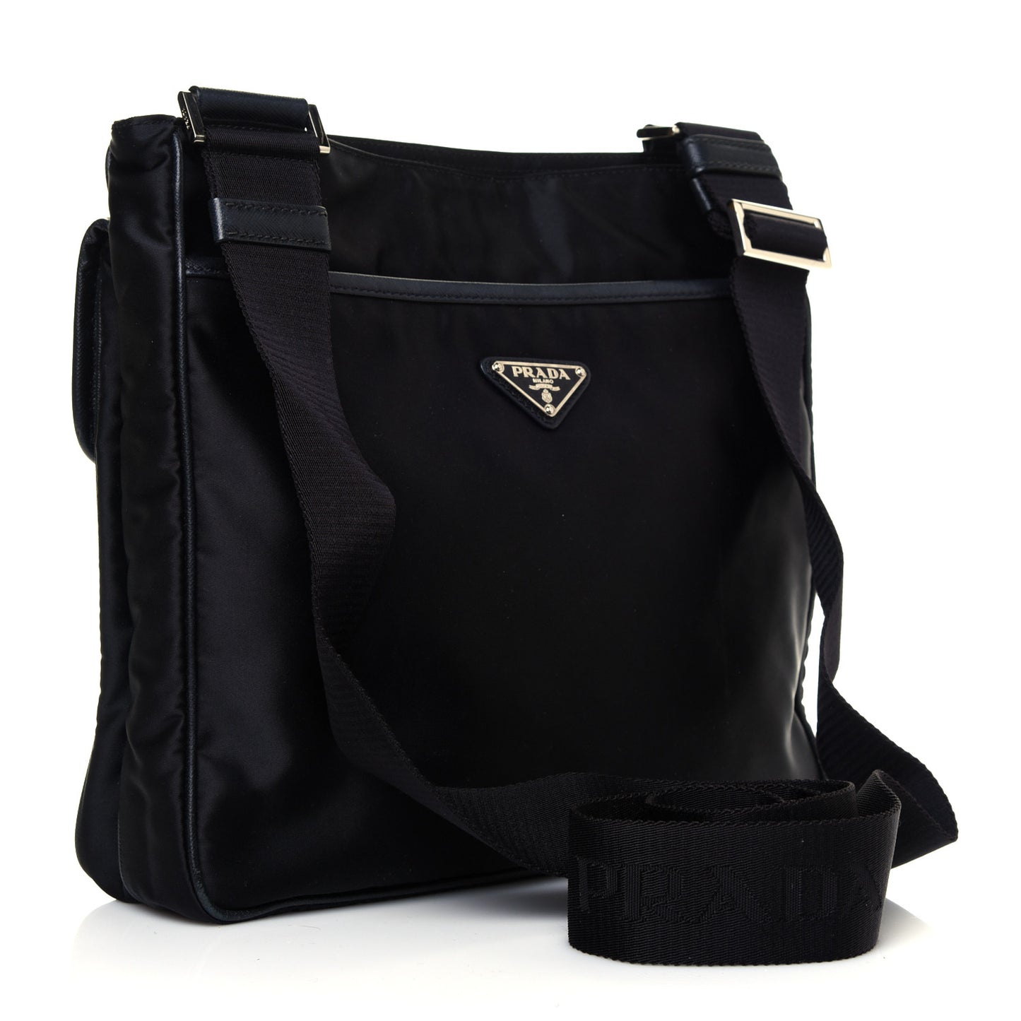 Tessuto Nylon Saffiano Logo Messenger Bag Black