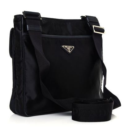 Prada Tessuto Nylon Saffiano Logo Messenger Bag Black 2 of 4