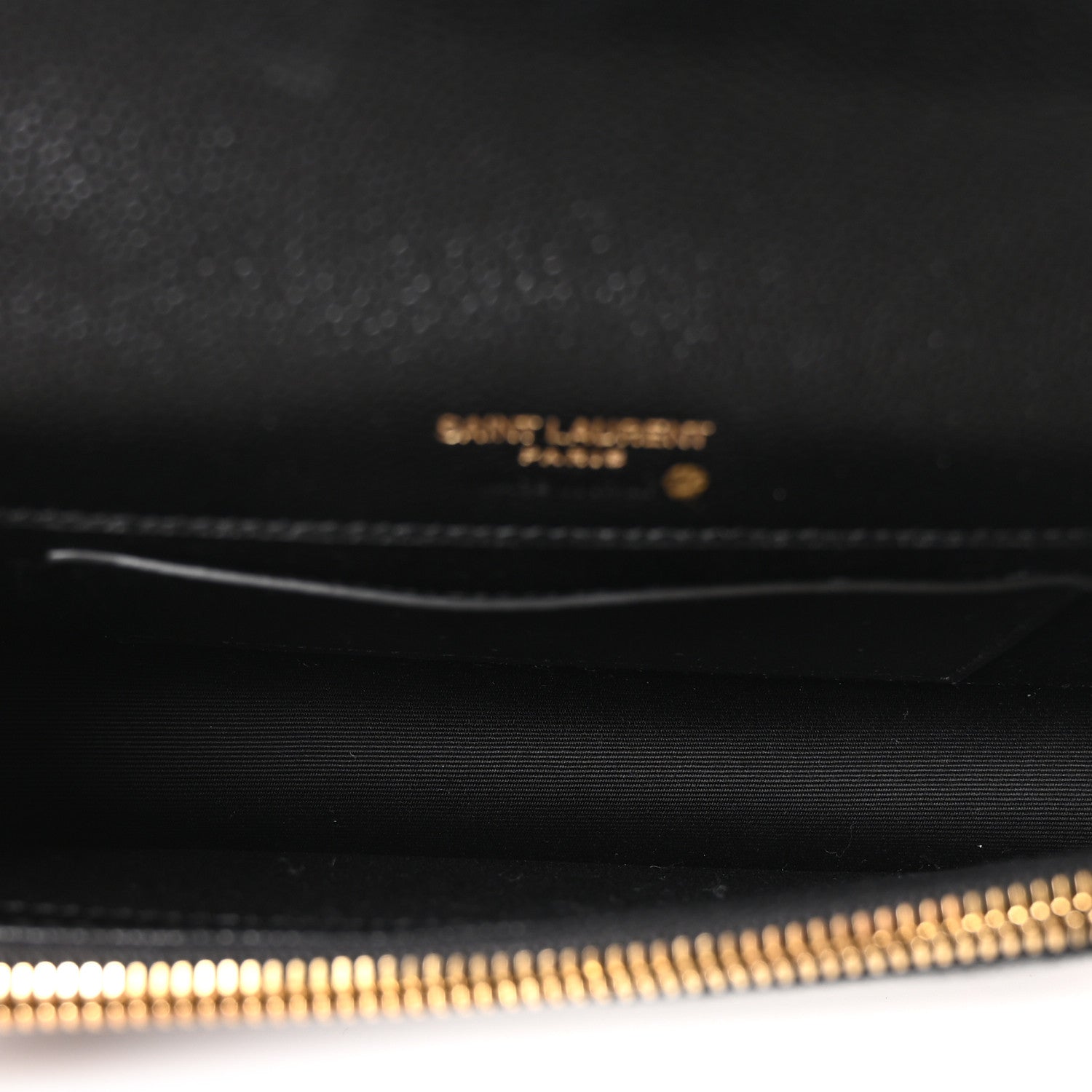 Saint Laurent Grain De Poudre Matelasse Chevron Monogram Envelope Chain Wallet Black 5 of 10