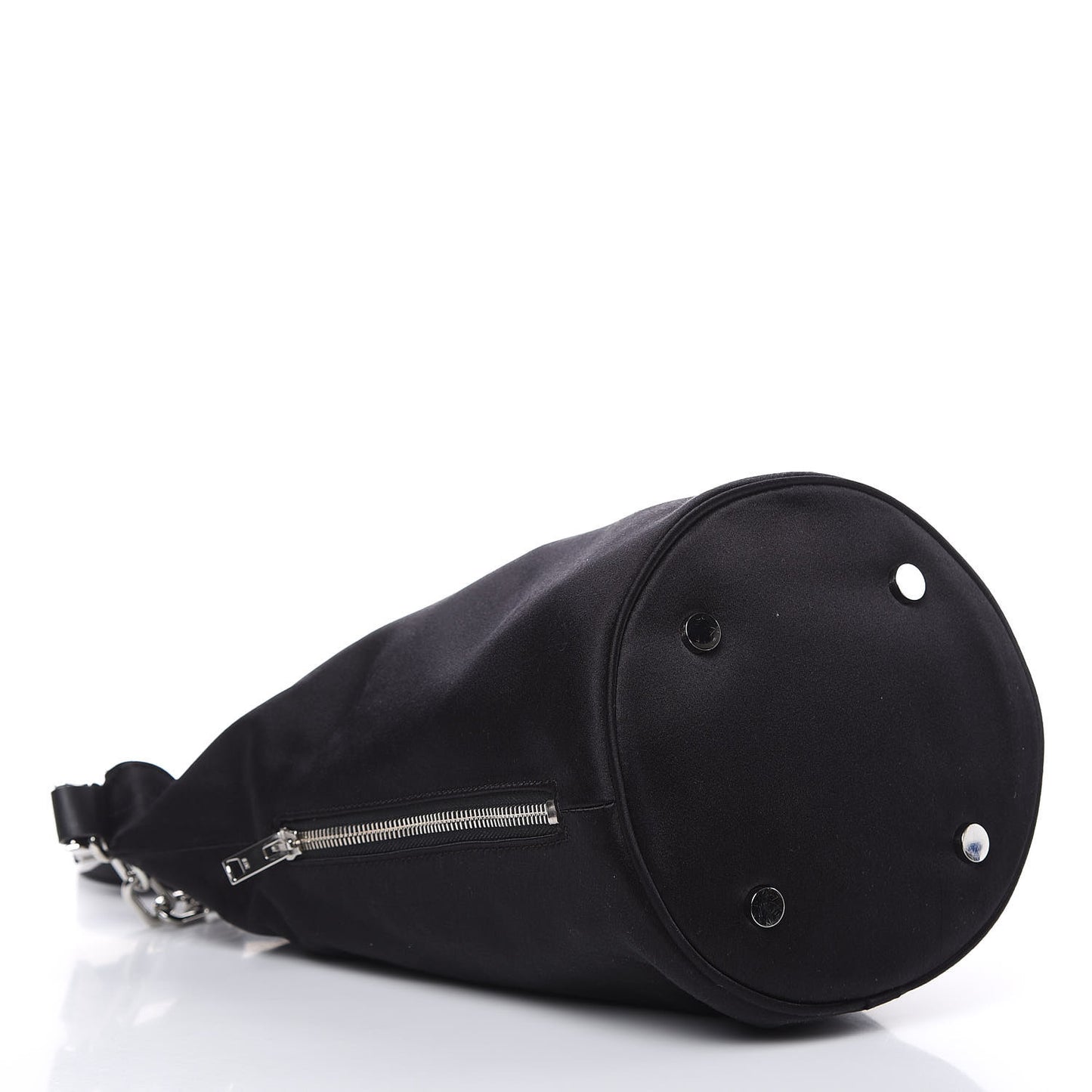Satin Attica Chain Bucket Bag Black