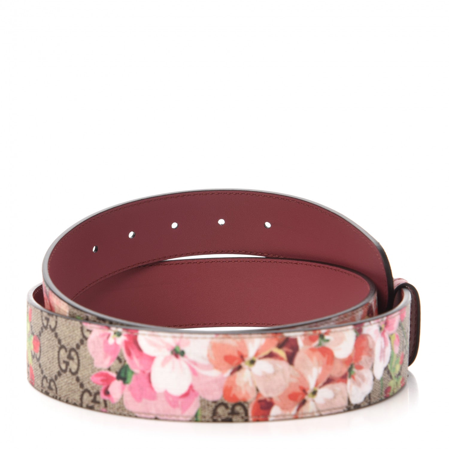 Gucci GG Supreme Monogram Blooms Moon Calfskin Interlocking G 37mm Belt 100 40 Beige Ebony Multicolor Dry Rose 4 of 7