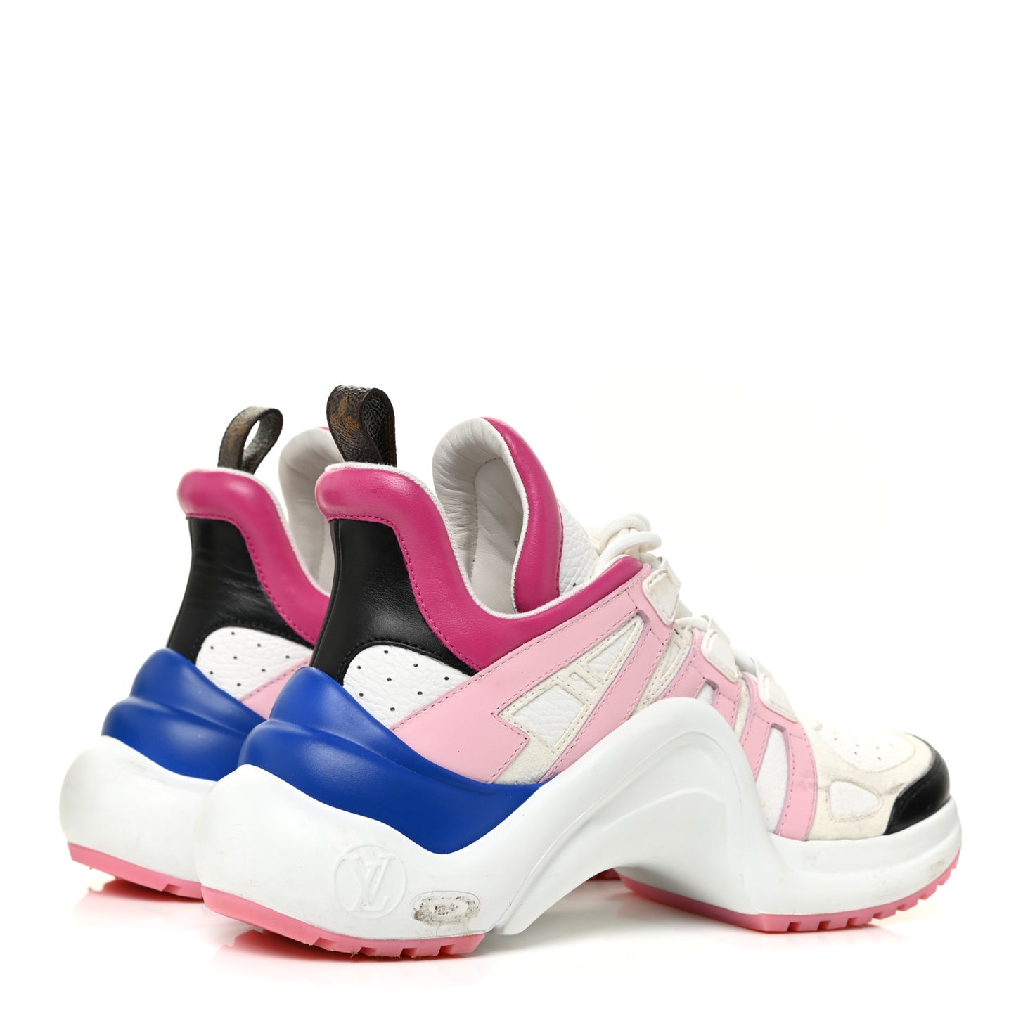 Calfskin Technical Nylon LV Archlight Sneakers 38 White Pink Blue