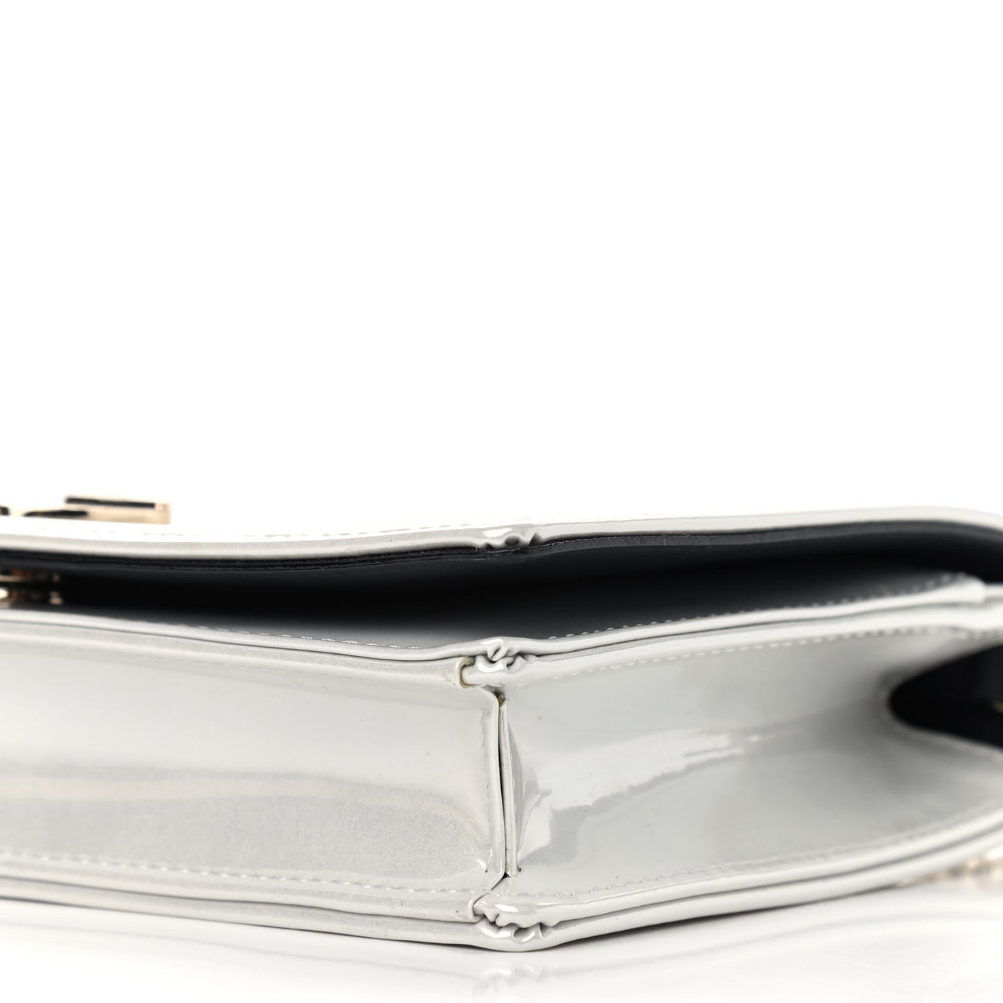 Patent Micro-Cannage Diorama Wallet on Chain Pouch White