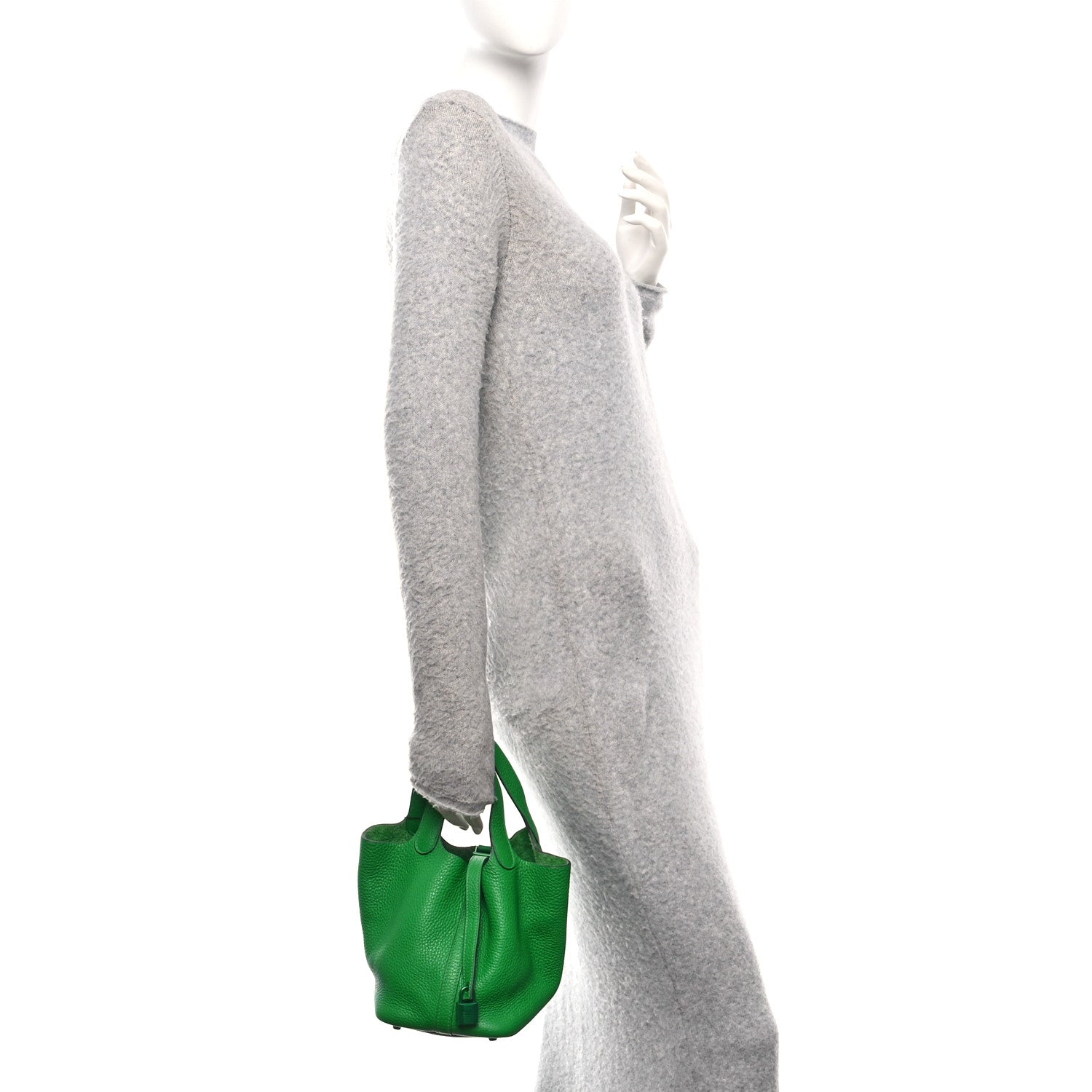 Hermes Taurillon Clemence Monochrome Picotin Lock 18 PM Bambou 2 of 12