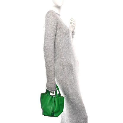 Hermes Taurillon Clemence Monochrome Picotin Lock 18 PM Bambou 2 of 12