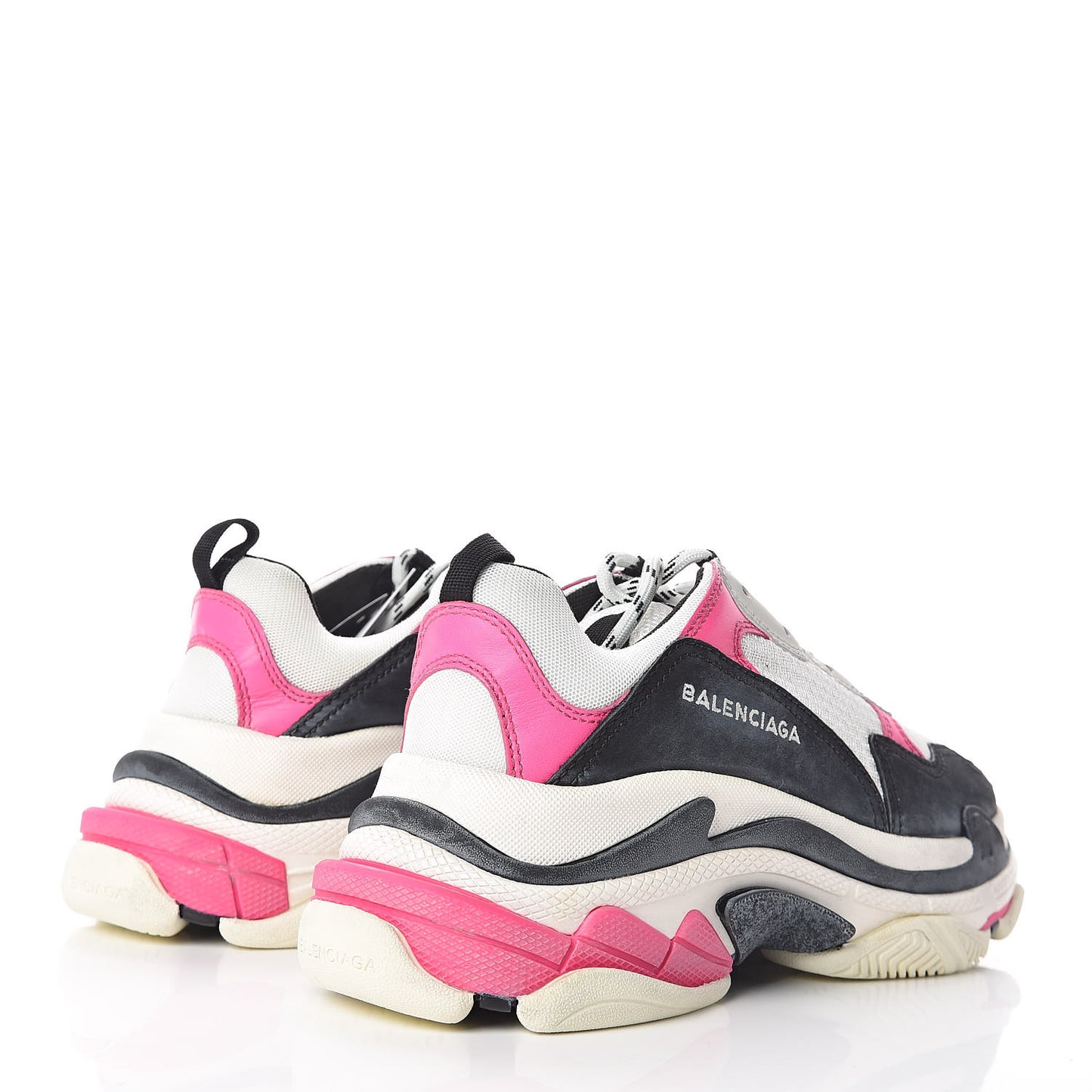 Fabric Mesh Womens Triple S Sneakers 40 Rose Fluo Black White