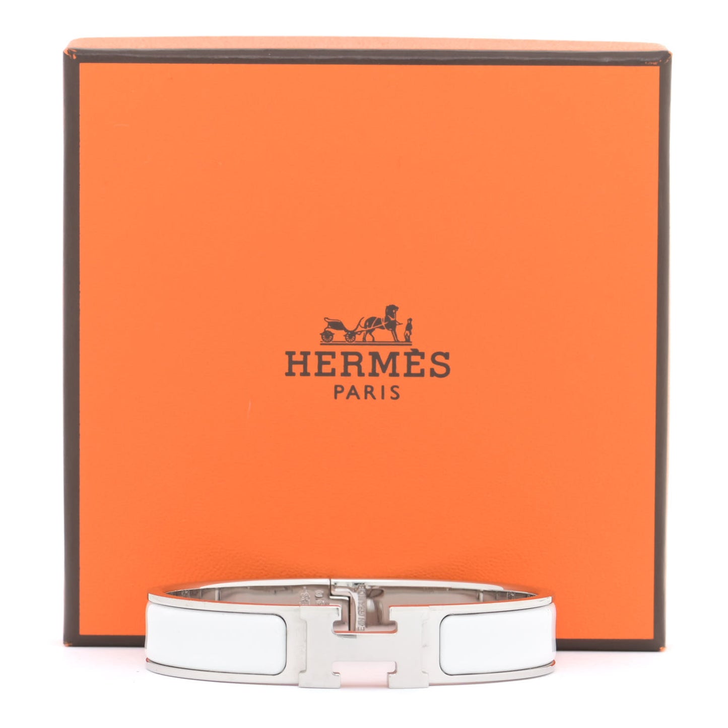 Enamel Narrow Clic Clac H Bracelet PM White