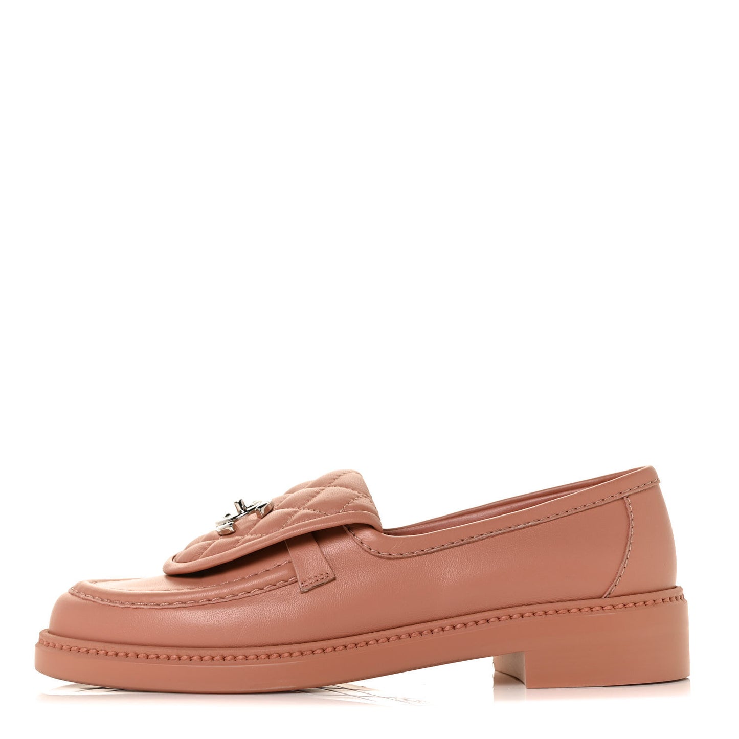 Lambskin Quilted CC Turnlock Loafers 37.5 Dark Pink