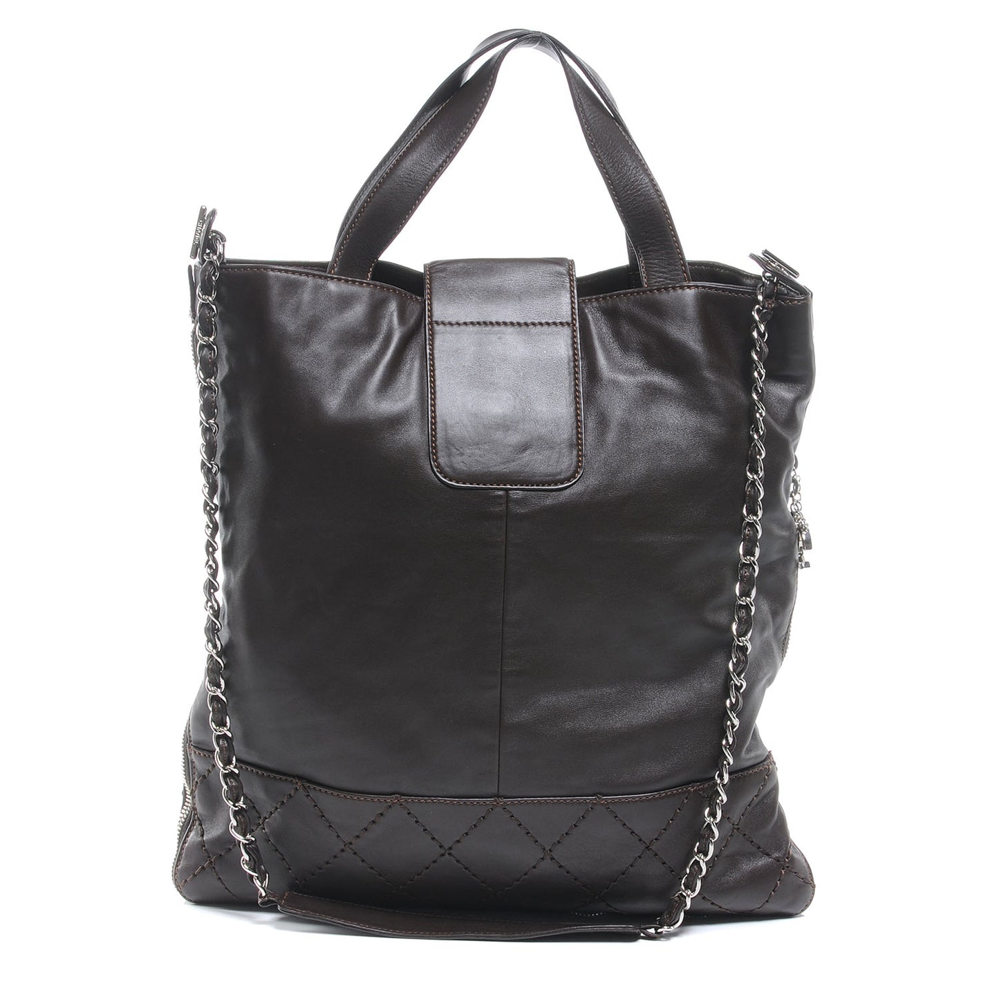 Calfskin Expandable Large Messenger Brown