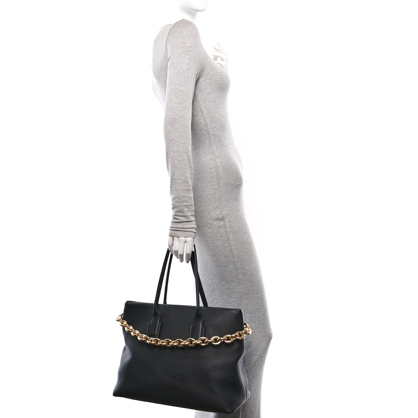 Grained Calfskin Saint Germain Medium Tote Black