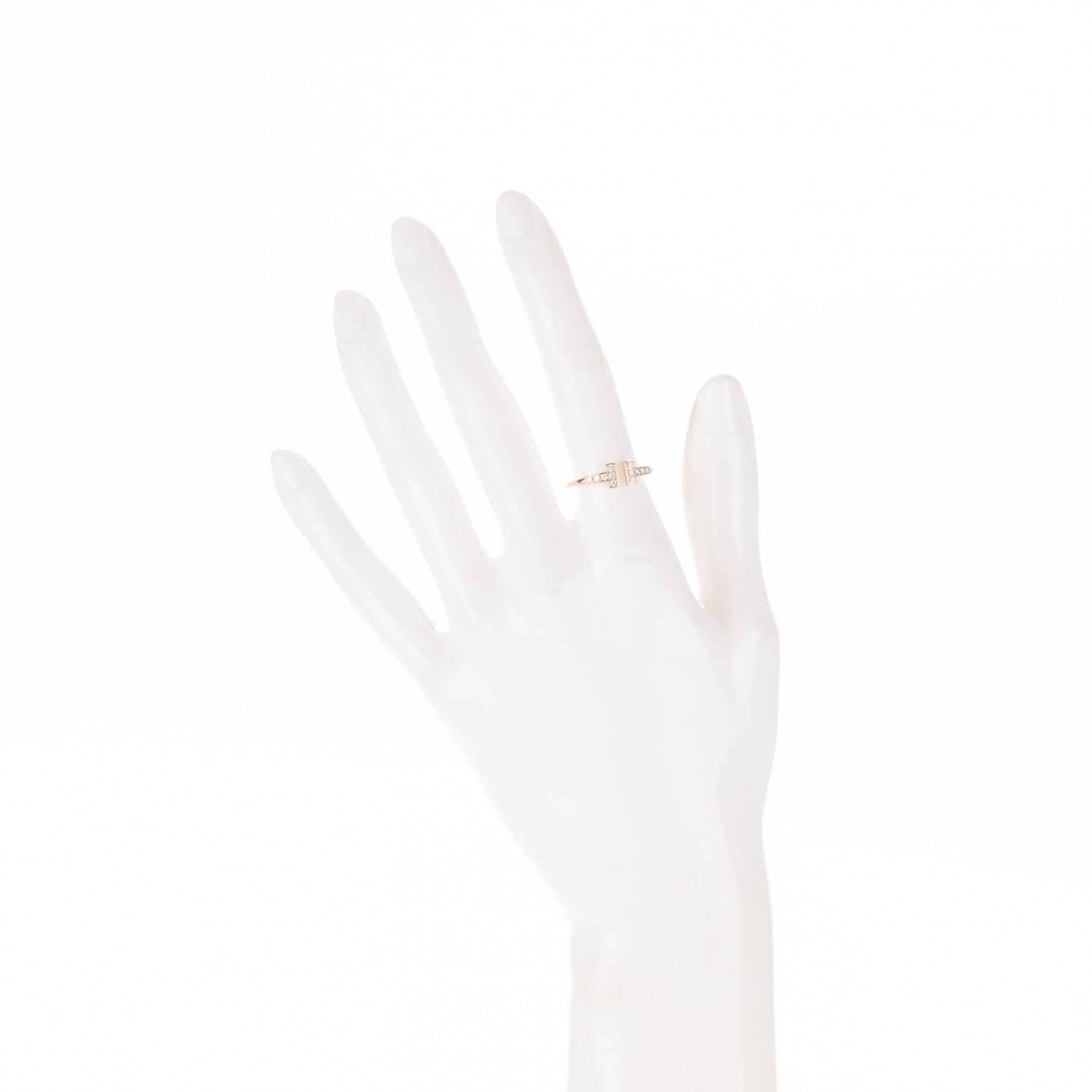 Tiffany 18K Rose Gold Diamond T Wire Ring 52 6 2 of 4