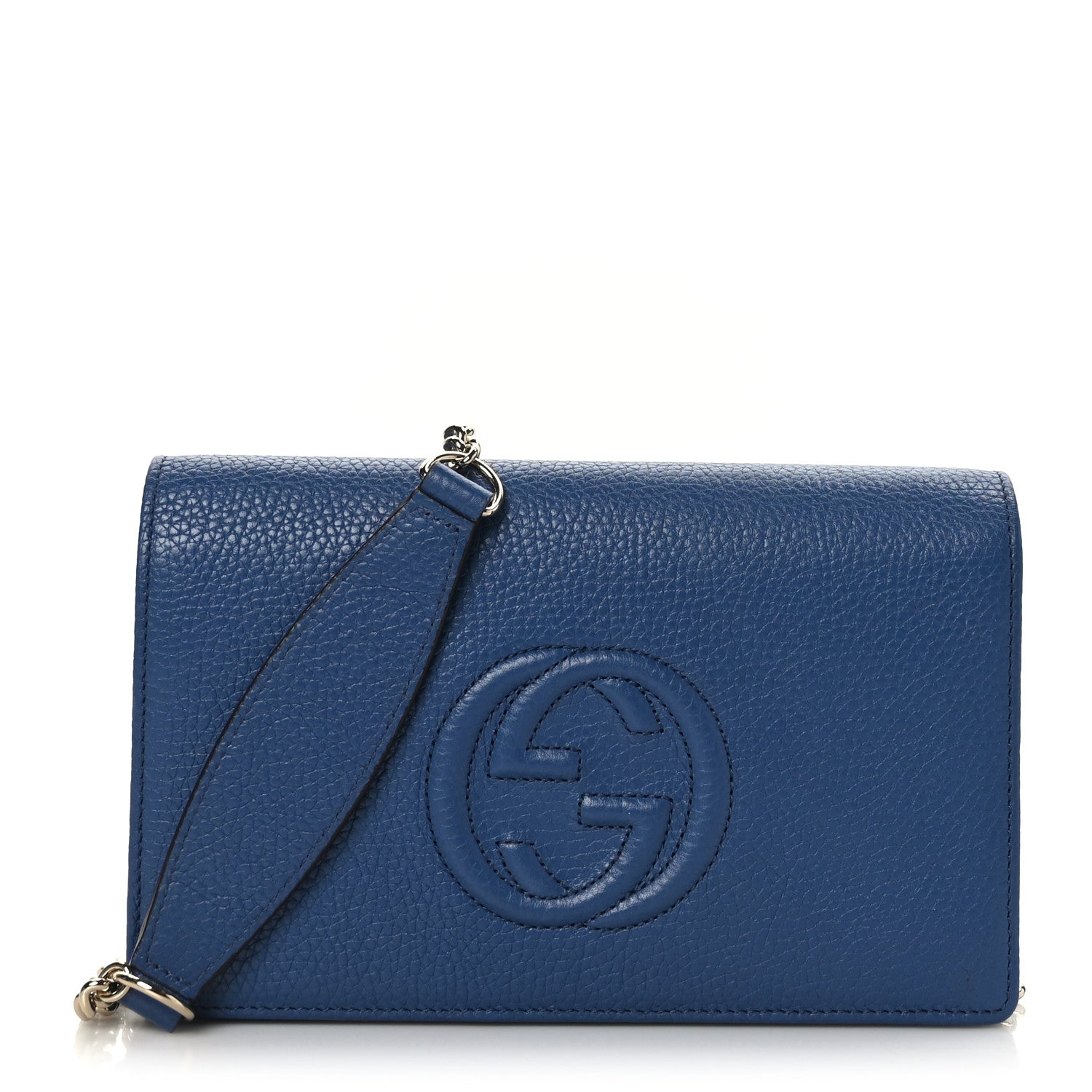 Gucci Pebbled Calfskin Soho Wallet on Chain Caspian 1 of 8