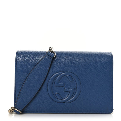 Gucci Pebbled Calfskin Soho Wallet on Chain Caspian 1 of 8