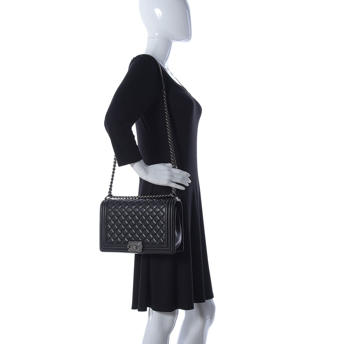 Lambskin Quilted New Medium Boy Flap Black