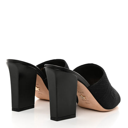 Christian Dior Cotton Embroidered Dway 85mm Slide Sandals 36.5 Black 4 of 9