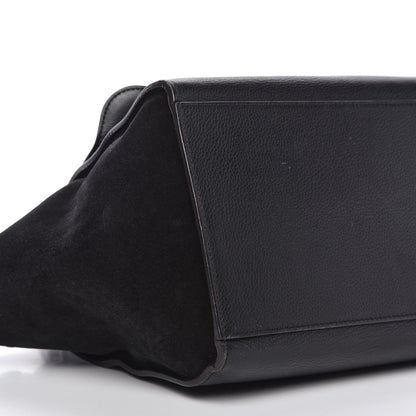 Celine Drummed Calfskin Suede Small Trapeze Black 6 of 9