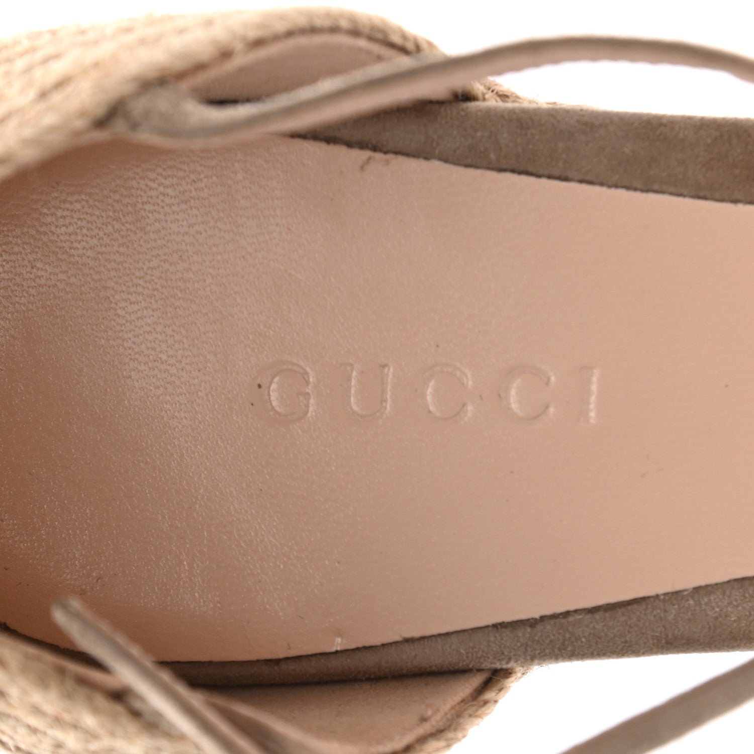 Gucci Kid Scamosciato Horsebit Platform Espadrille Wedge Sandals 39.5 Taupe 7 of 12