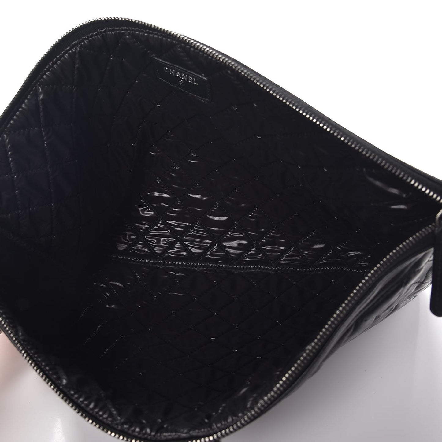 Lambskin Quilted Large Boy Cosmetic Case Black