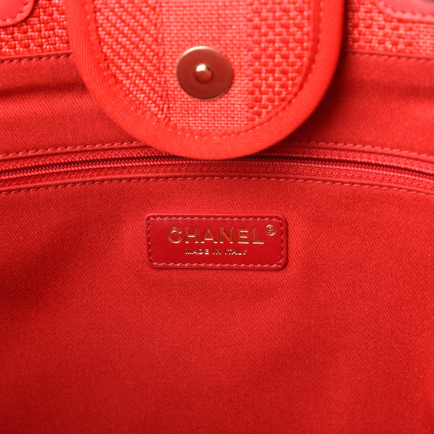 Chanel Mixed Fibers Striped Medium Deauville Tote Red 8 of 10