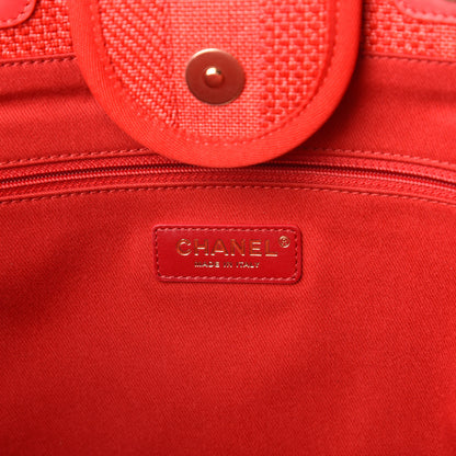 Chanel Mixed Fibers Striped Medium Deauville Tote Red 8 of 10