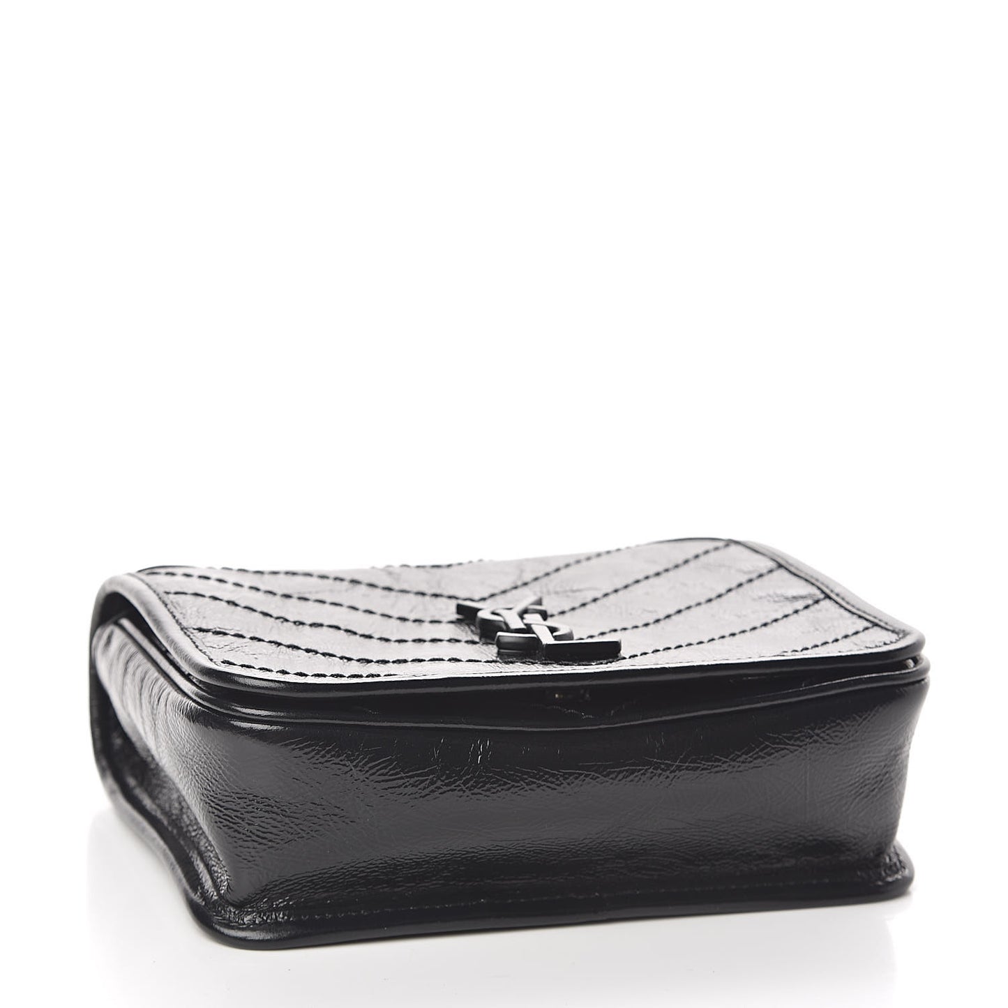 Crinkled Calfskin Matelasse Monogram Niki Chain Wallet Black