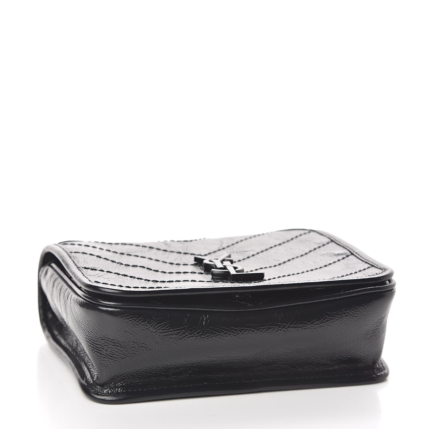 Saint Laurent Crinkled Calfskin Matelasse Monogram Niki Chain Wallet Black 4 of 10