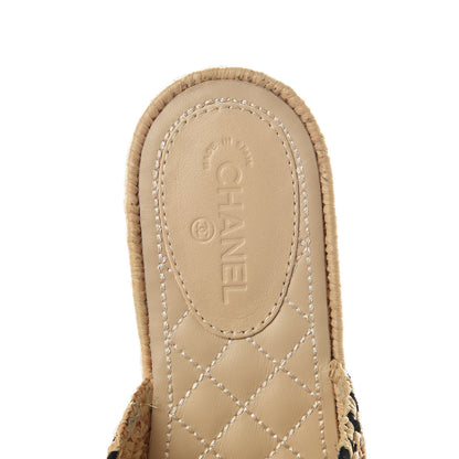 Chanel Suede Grosgrain CC Espadrille Mules 38 Black 5 of 9